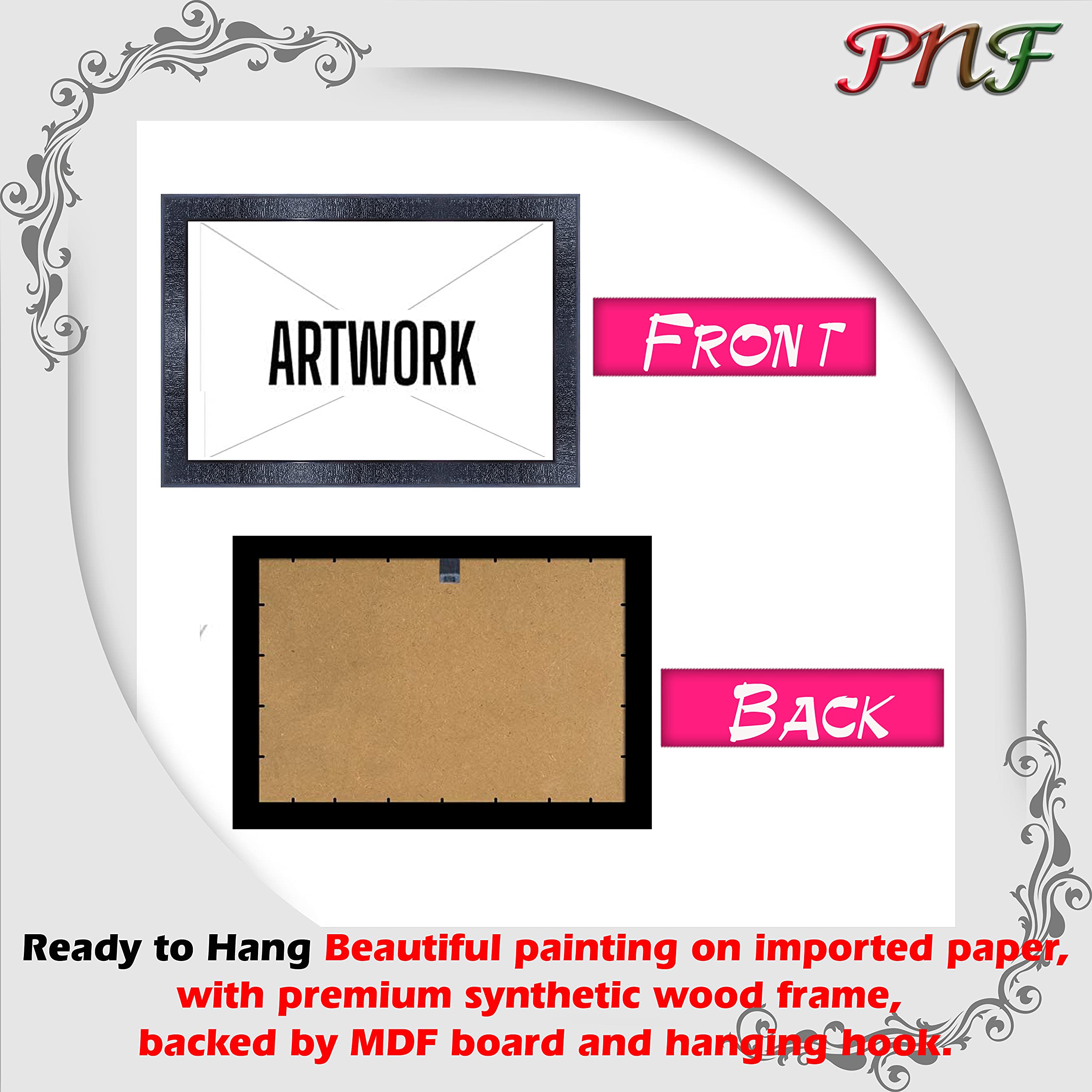 pnf Poster And Frames Eiffel Tower Love Couple Landscape Scenery Wooden Photo Frame With Acrylic Sheet |For Living Room, Bedroom